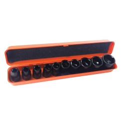 Juego de dados de impacto  1/2"de 10 piezas (métricas)